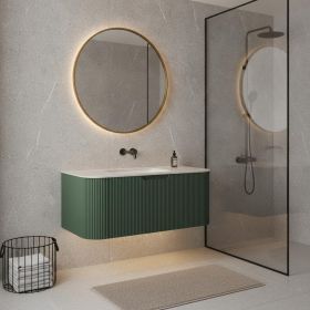 36" Green Wood Floating Bathroom Vanity