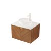 24" Brown Wood Floating Double Door Bathroom Vanity