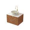 24" Brown Wood Floating Double Door Bathroom Vanity