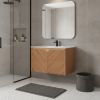 24" Brown Wood Floating Double Door Bathroom Vanity