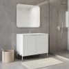 30" White Wood Freestanding Double Door Bathroom Vanity