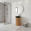 16" Brown Wood Freestanding Bathroom Vanity With Black Sink