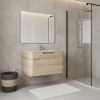 24" Brown Wood Floating Bathroom Vanity