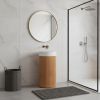 16" Brown Wood Freestanding Bathroom Vanity With White Sink