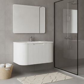 24" White Wood Floating Bathroom Vanity