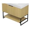35" Brown Wood Freestanding Bathroom Vanity