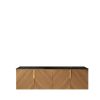 60" Brown Wood Floating Four Door Bathroom Vanity