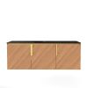 48" Brown Wood Floating Three Door Bathroom Vanity