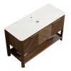 48" Brown Wood Freestanding Three Door Bathroom Vanity