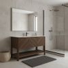 48" Brown Wood Freestanding Three Door Bathroom Vanity