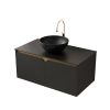 36" Black Wood Floating Double Door Bathroom Vanity