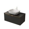 36" Black Wood Floating Double Door Bathroom Vanity