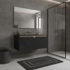 36" Black Wood Floating Double Door Bathroom Vanity