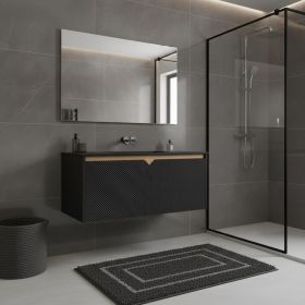 36" Black Wood Floating Double Door Bathroom Vanity