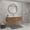48" Brown Wood Floating Double Door Bathroom Vanity