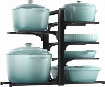 6-Tier Pots and Pans Organizer under Cabinet, Kitchen Cabinet Organizers and Storage, Heavy Duty Pots and Pan Storage Rack Organizer inside Cabin