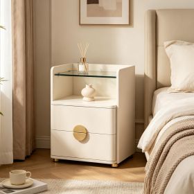 Modern Bedside Table with Open Storage 2-Drawer Nightstand for Bedroom Furniture And Storage Solutions