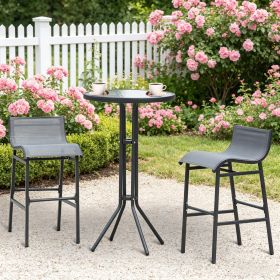 Charcoal Gray chair  3 Piece Bar Height Outdoor Bistro Set for 2