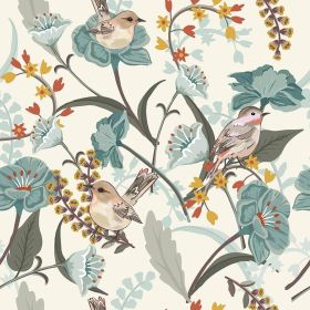 Beige Cream Birds Green Leaf Plants Vintage Botanical Peel and Stick Wallpaper Stick on Contact Paper Vintage Wall Paper Easy Peel Off for nights