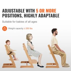 Wooden High Chair for Babies & Toddlers, Convertible Adjustable Feeding Chair, Eat & Grow High Chair with Tray