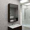 18" Black Wood Floating Double Door Bathroom Vanity And Medicine Cabinet With Mirror