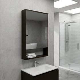 18" Black Wood Floating Double Door Bathroom Vanity And Medicine Cabinet With Mirror