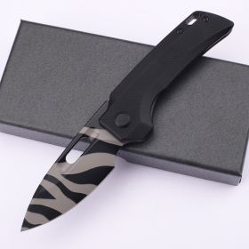 Handle Folding Utility Knife, Tiger Stripe PocketKnife, Boxed Folding Pocket Knife For Everyday Carry, UtilityKnife With Pocket Clip (Option: BlacK)