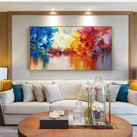 Original abstract oil painting colorful hanging picture bedroom hanging picture nature home decoration art handmade gift (style: 01, size: 100x200cm)